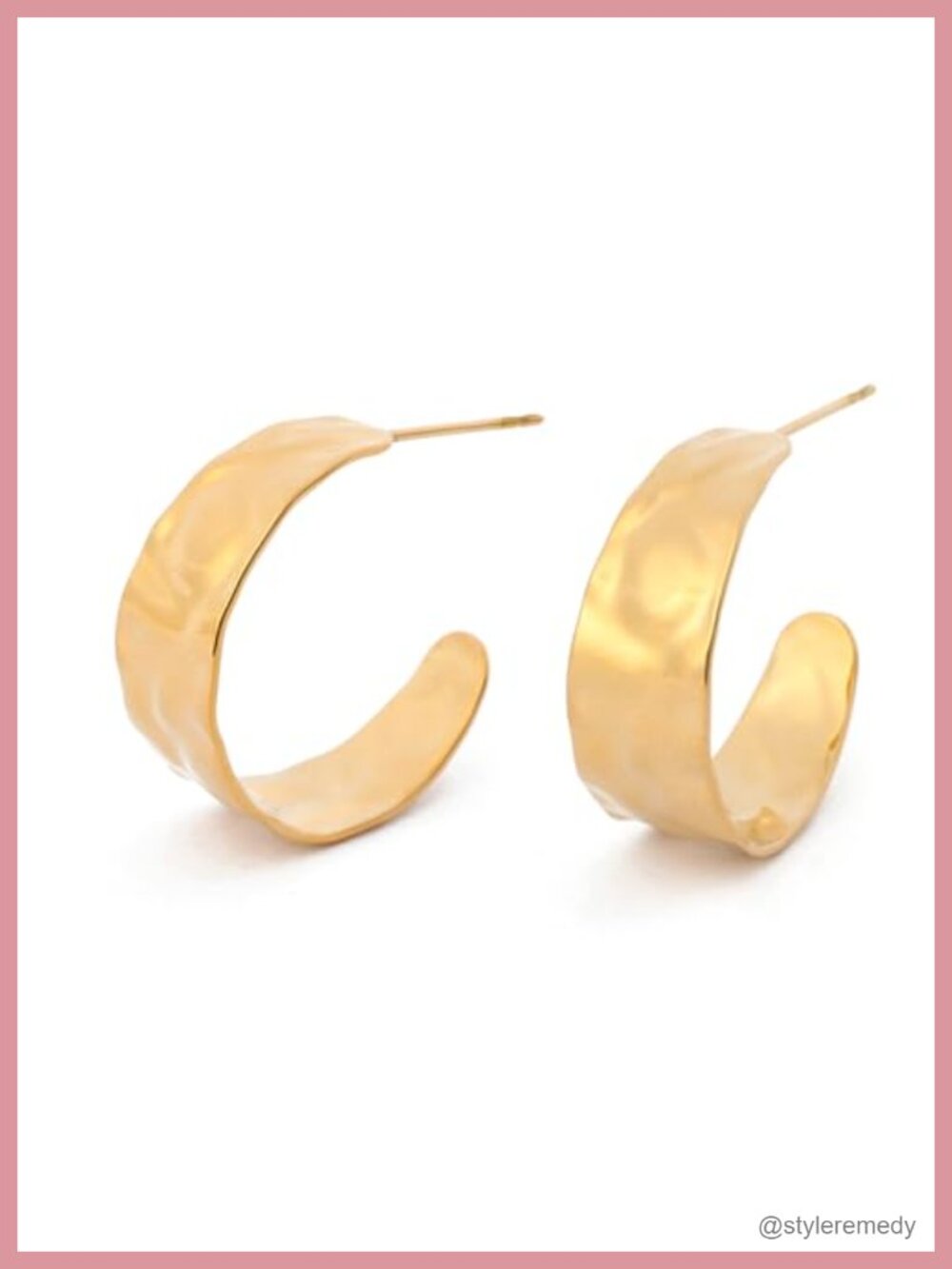 18K Gold Plated Hammered Hoop Earrings Chunky Huggie Women Jewelry Gift